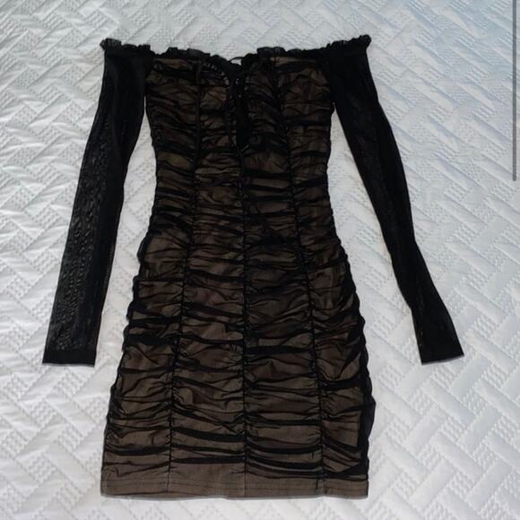 NWT fashion nova mesh ruched dress sz m - Picture 4 of 5